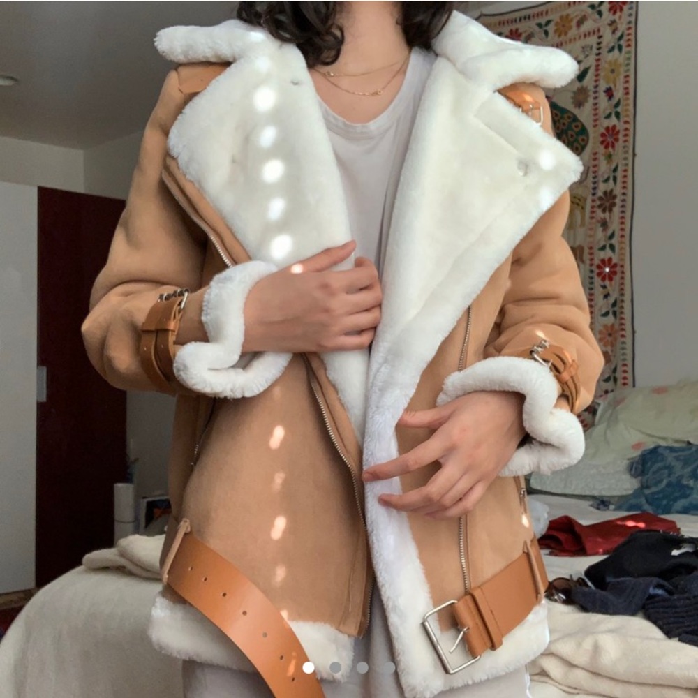 Suede Sherpa Aviator Jacket